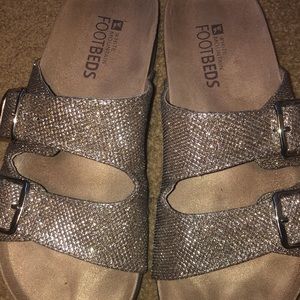 glittery gold sandals